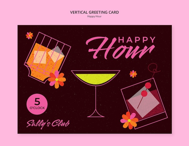 Happy hour celebration greeting card  template