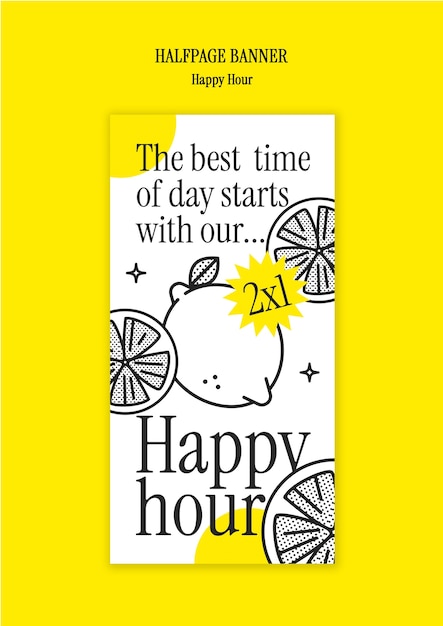 Happy hour celebration halfpage banner template