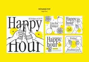 PSD gratuito post su instagram per la celebrazione dell'happy hour