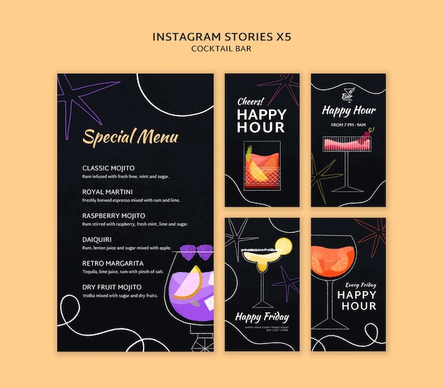 Free PSD happy hour celebration instagram stories