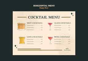 PSD gratuito modello di menu per la celebrazione dell'happy hour