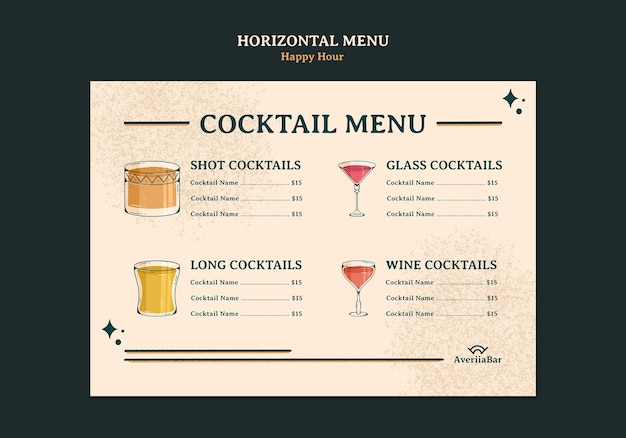 Happy hour celebration menu template