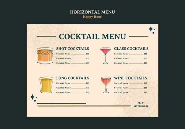happy hour celebration menu template