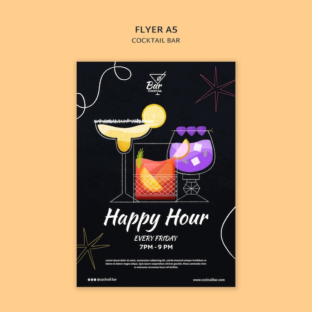 PSD gratuito modello di poster per la celebrazione dell'happy hour