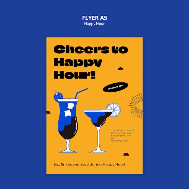 PSD gratuito modello di poster per la celebrazione dell'happy hour