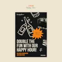Бесплатный PSD Шаблон плаката для празднования счастливого часа