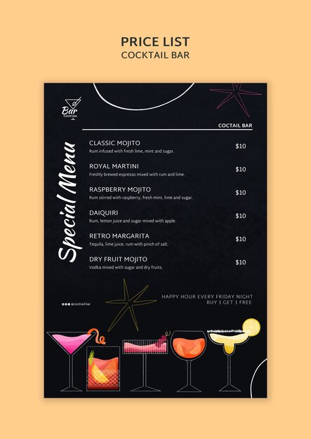 happy hour celebration price list
