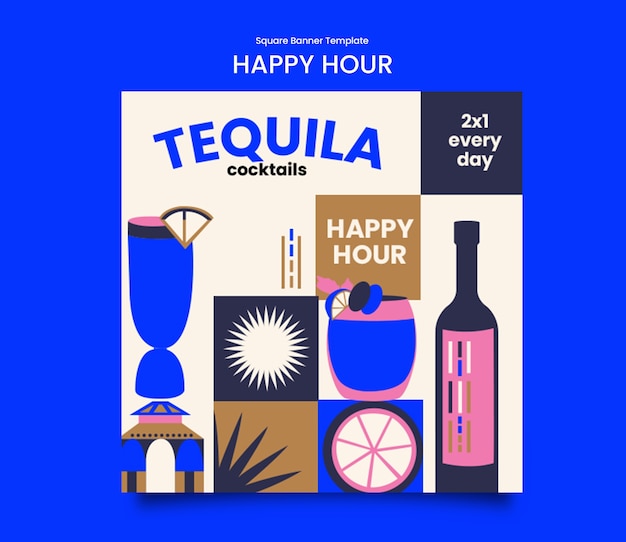 PSD gratuito disegno del modello dell'happy hour