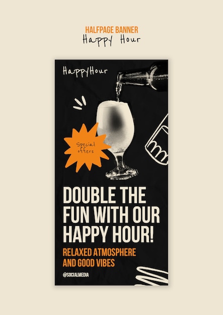 Free PSD happy hour template design