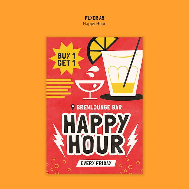 PSD gratuito disegno del modello dell'happy hour