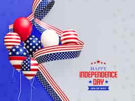 Free PSD happy independence day of america greeting banner template