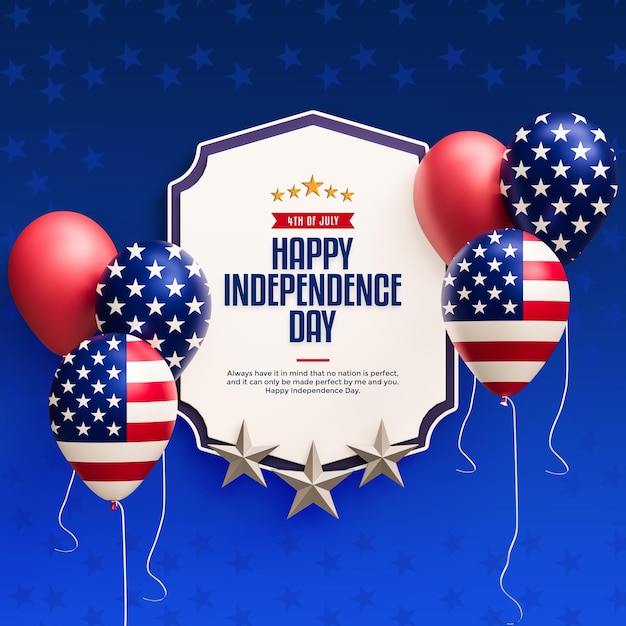 Free PSD happy independence day of america social media post template