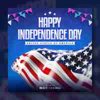 Free PSD happy independence day of usa social media post design template