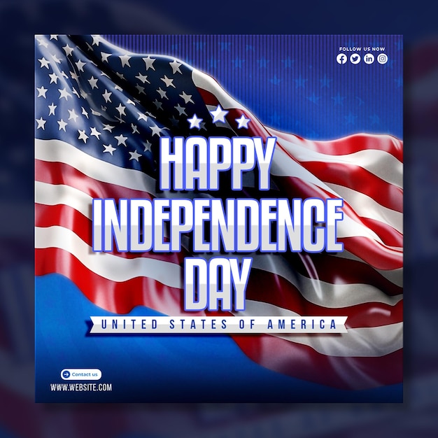 Free PSD happy independence day of usa social media post design template