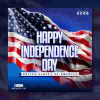 Free PSD happy independence day of usa social media post design template