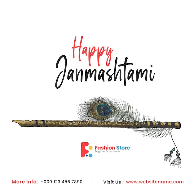 PSD gratuito manifesto dell'insegna del volantino del post sui social media della celebrazione di janmashtami felice.