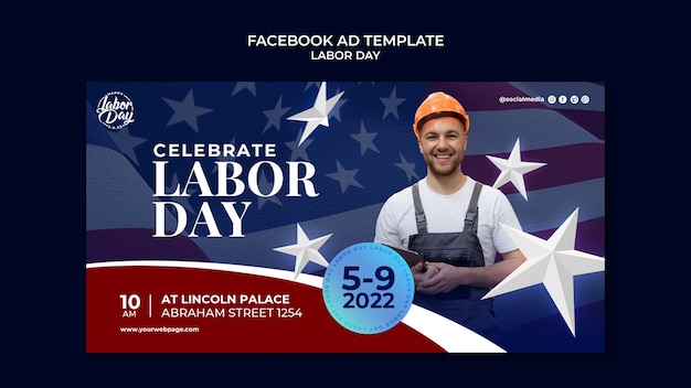 PSD gratuito modello facebook di felice festa del lavoro