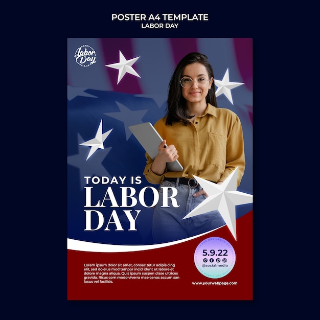 Free PSD happy labor day flyer template