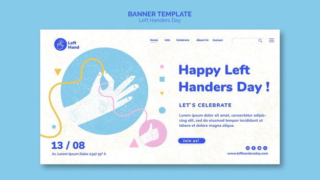 Happy left handers day banner template