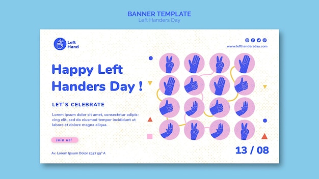 Happy left handers day banner template
