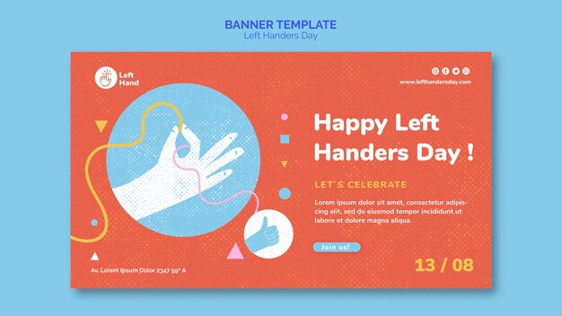 Happy left handers day banner template