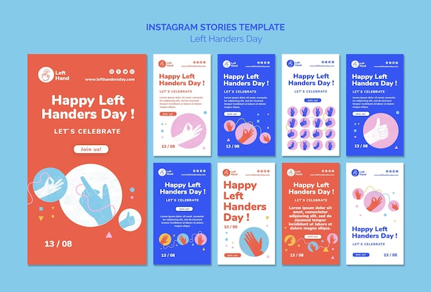 Free PSD happy left handers day instagram stories template