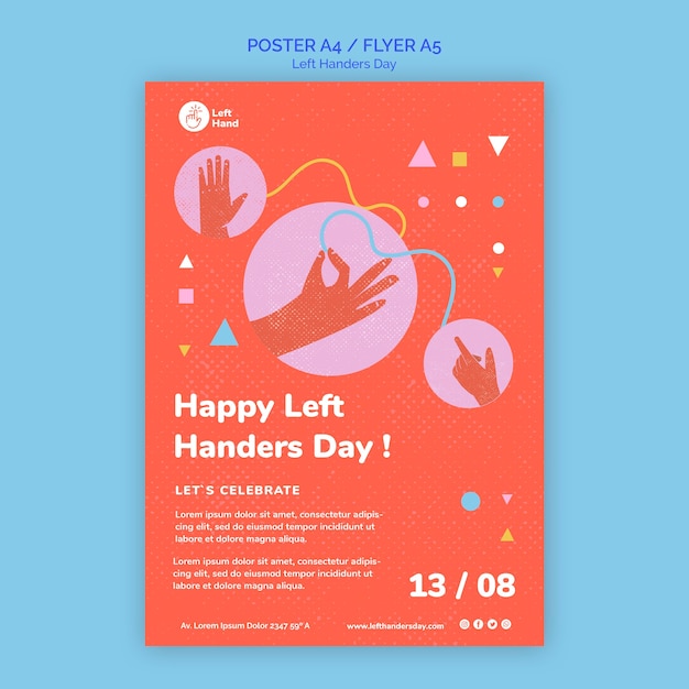 Free PSD happy left handers day poster template