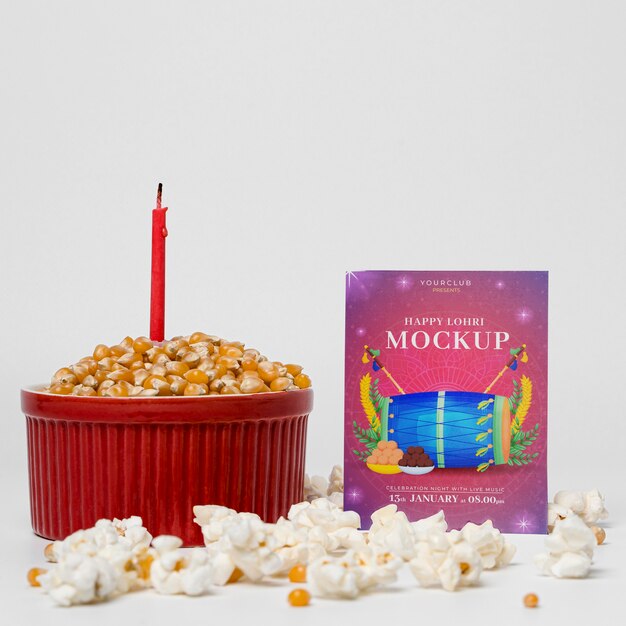 Happy lohri mockup with candle