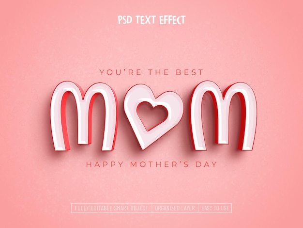 PSD gratuito effetto testo modificabile felice festa della mamma