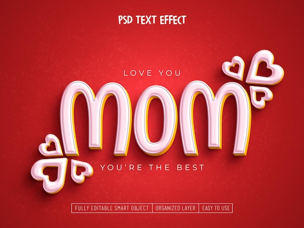 Бесплатный PSD С днем матери редактируемый текст эффект