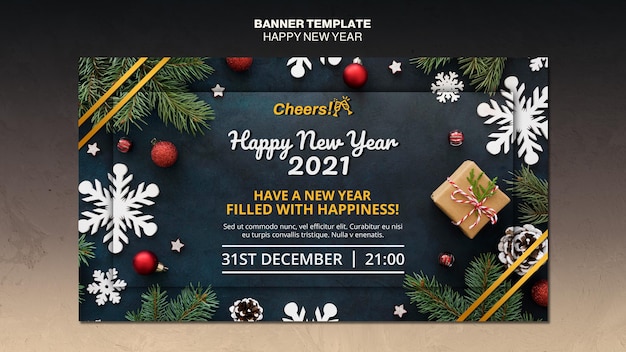 Happy new year 2021 banner template Free Psd