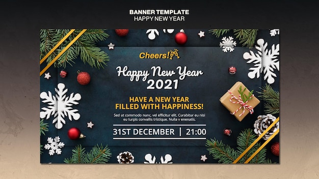 Happy new year 2021 banner template