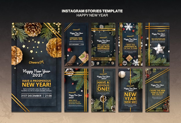 Free PSD happy new year 2021 instagram stories template