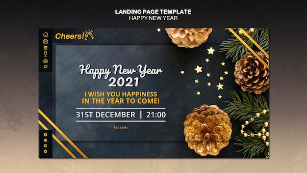 Happy new year 2021 landing page template