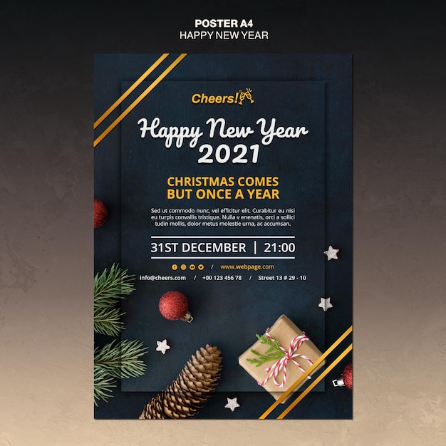 Happy new year 2021 poster template