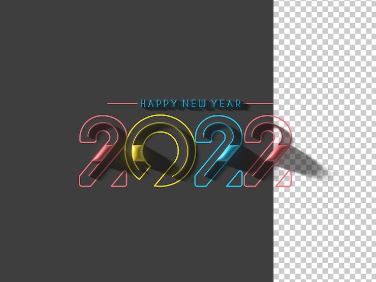 Free PSD happy new year 2022 3d render transparent psd file