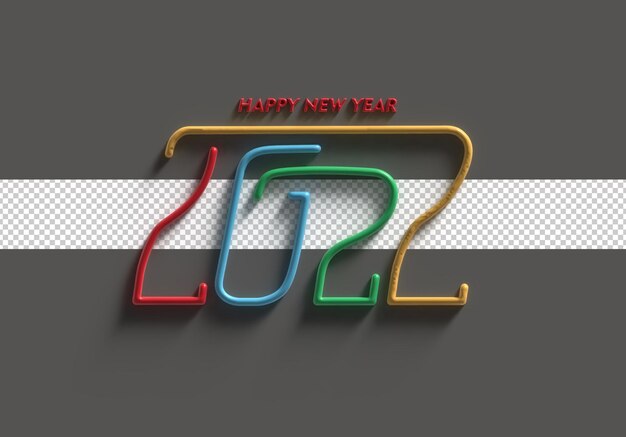 Happy New Year 2022 3D Render Transparent Psd File