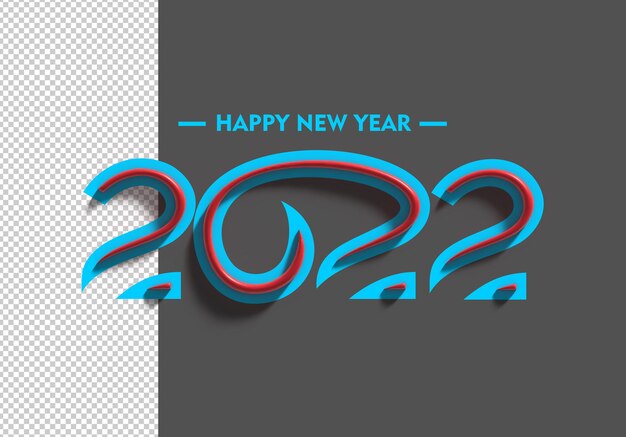 Happy New Year 2022 3D Render Transparent Psd File
