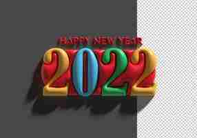 PSD gratuito felice anno nuovo 2022 3d render file psd trasparente