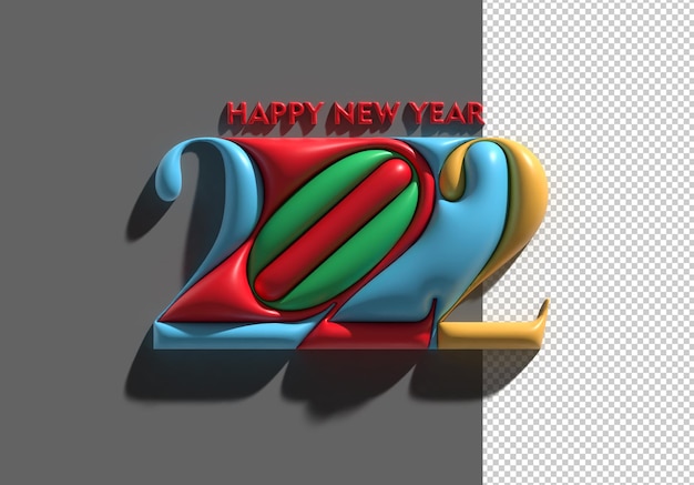 Free PSD happy new year 2022 3d render transparent psd file