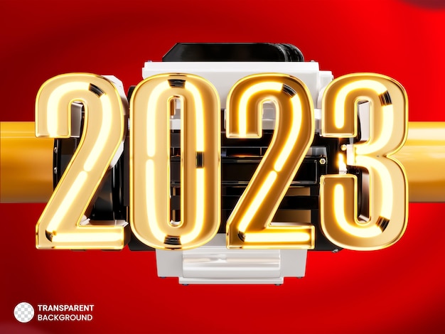 Free PSD happy new year 2023 banner template design 3d render concept