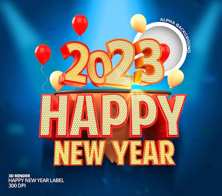 मुफ़्त PSD हैप्पी न्यू ईयर 2023 और 3d रेंडर लेबल बैनर या पोस्ट टेम्प्लेट के साथ क्रिसमस