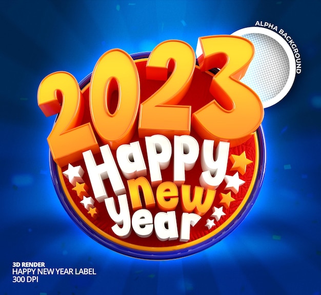 Felice anno nuovo 2023 e natale con banner per etichette di rendering 3d o modello di post