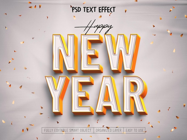 Free PSD happy new year 2023 gold text effect