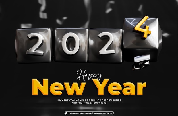 Happy New Year 2024 3d Banner Design Template