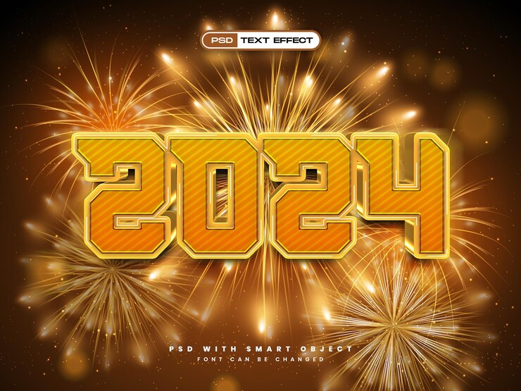 Free PSD happy new year 2024 3d number