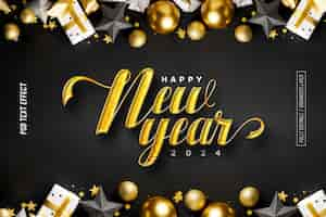 Free PSD happy new year 2024 text effect