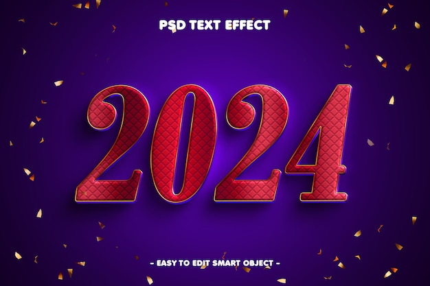 Free PSD happy new year 2024 text effect