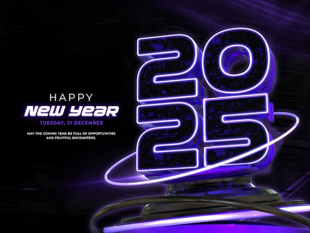 happy new year 2025 3d banner design template