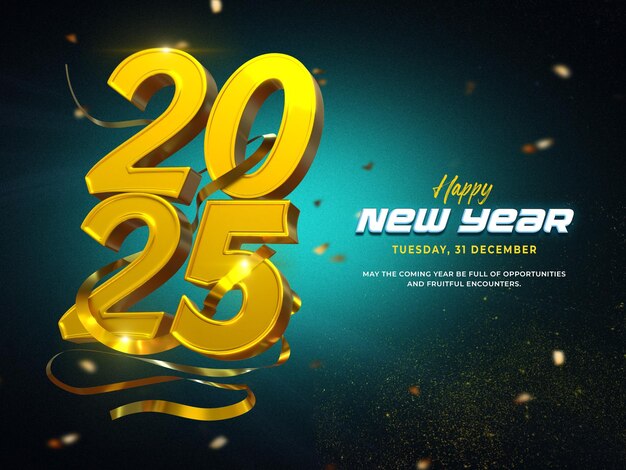 happy new year 2025 3d banner design template